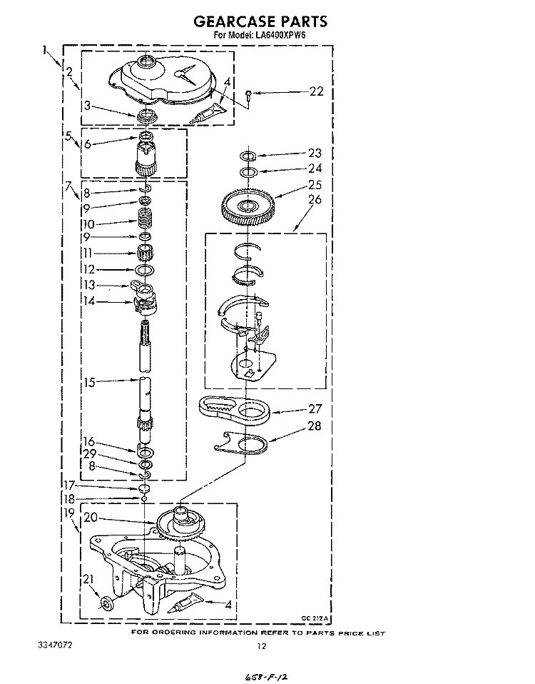 GEARCASE Diagram and Parts List for LA6400XPW6  Whirlpool Washer