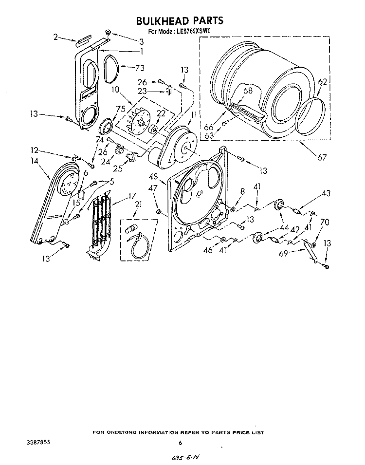 SECTION Diagram and Parts List for LE5760XSW0  Whirlpool Dryer