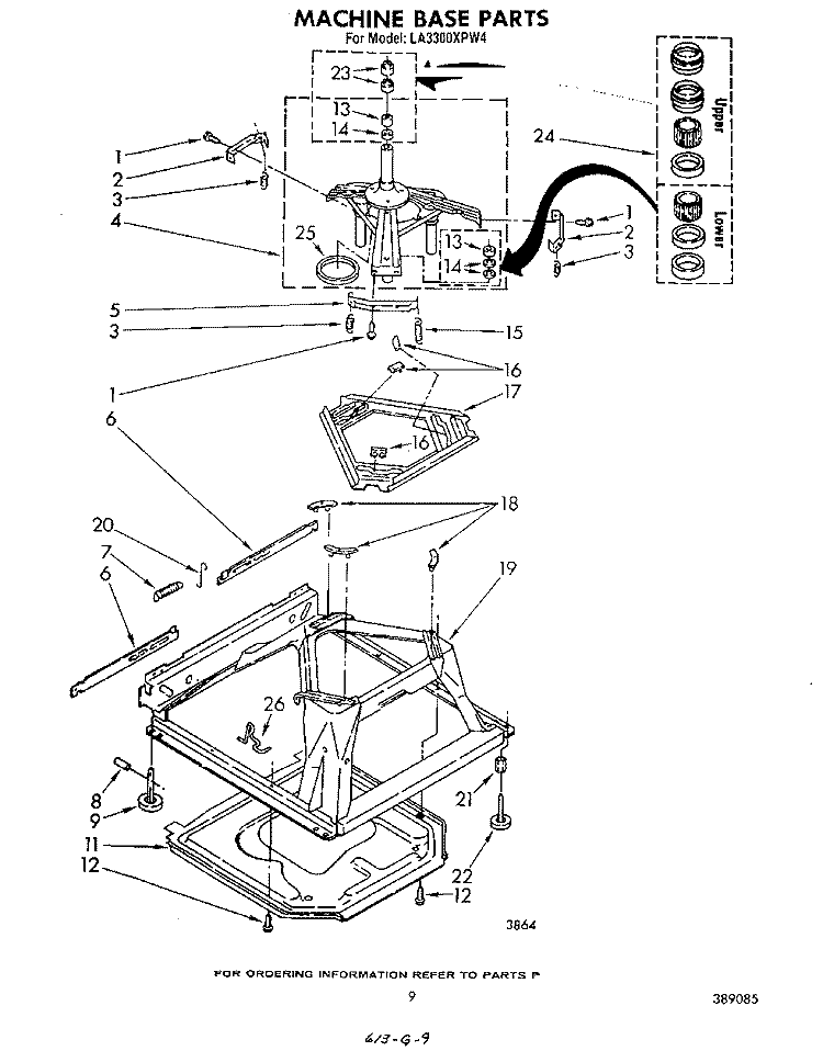 MACHINE BASE Diagram and Parts List for LA3300XPW4  Whirlpool Washer
