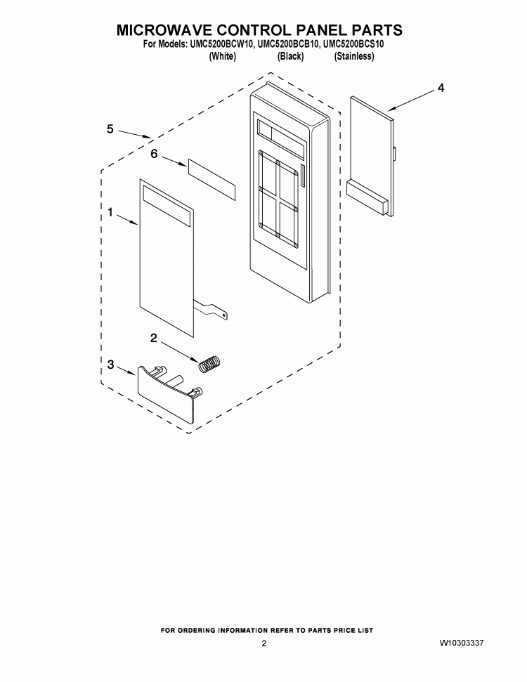 MICROWAVE CONTROL PANEL PARTS Diagram and Parts List for UMC5200BCB10  Maytag Microwave