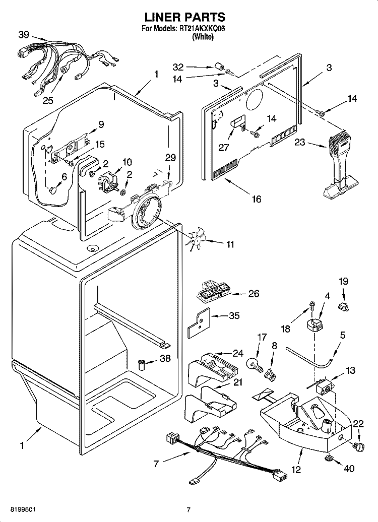 LINER PARTS Diagram and Parts List for RT21AKXKQ06  Roper Refrigerator