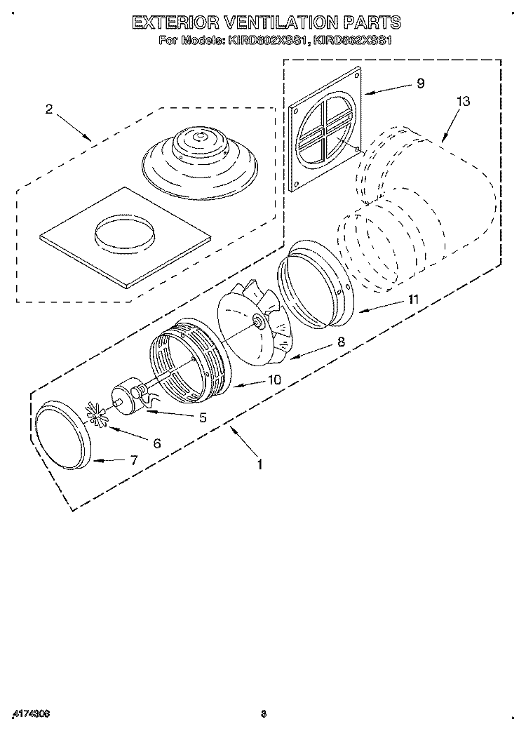 SECTION Diagram and Parts List for KIRD802XSS1  KitchenAid Range Hood
