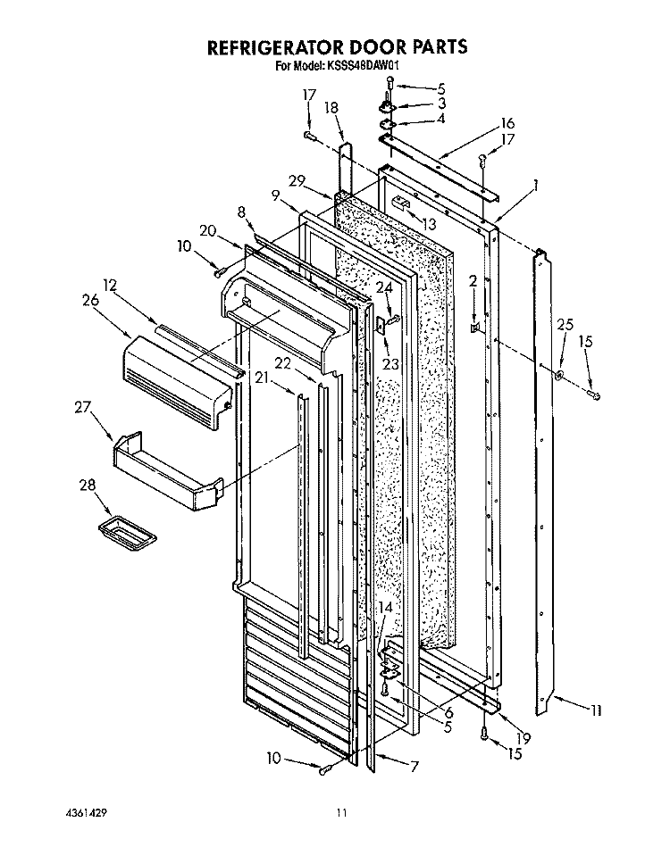 REFRIGERATOR DOOR Diagram and Parts List for KSSS48DAW01  KitchenAid Refrigerator