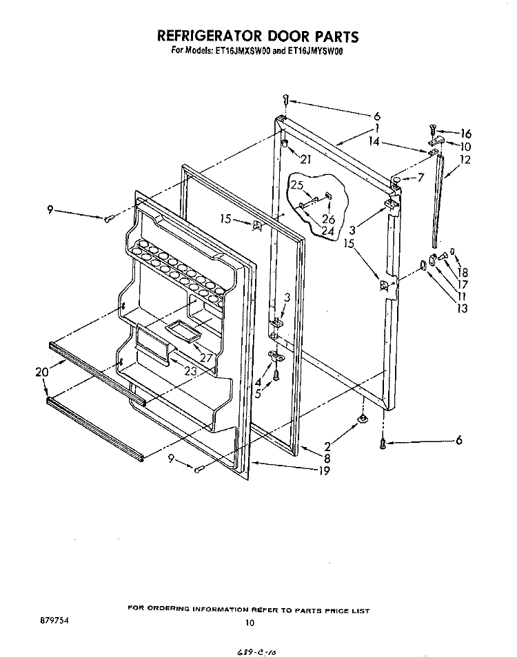 REFRIGERATOR DOOR Diagram and Parts List for ET16JMYSN00  Whirlpool Refrigerator