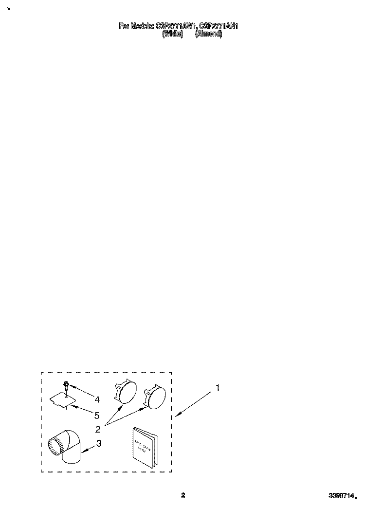 OPTIONAL Diagram and Parts List for CSP2771AN1  Whirlpool Dryer