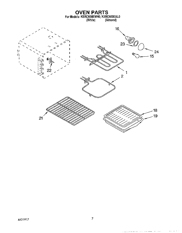 OVEN Diagram and Parts List for KERC600EAL0  KitchenAid Range