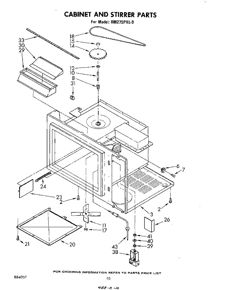CABINET AND STIRRER Diagram and Parts List for RM275PXL0  Whirlpool Microwave Oven Combo