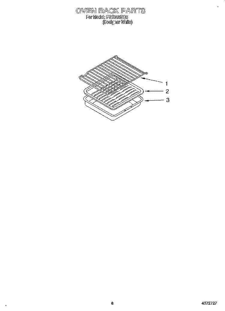 OVEN RACK, LITERATURE Diagram and Parts List for FGS385BQ3  Roper Range