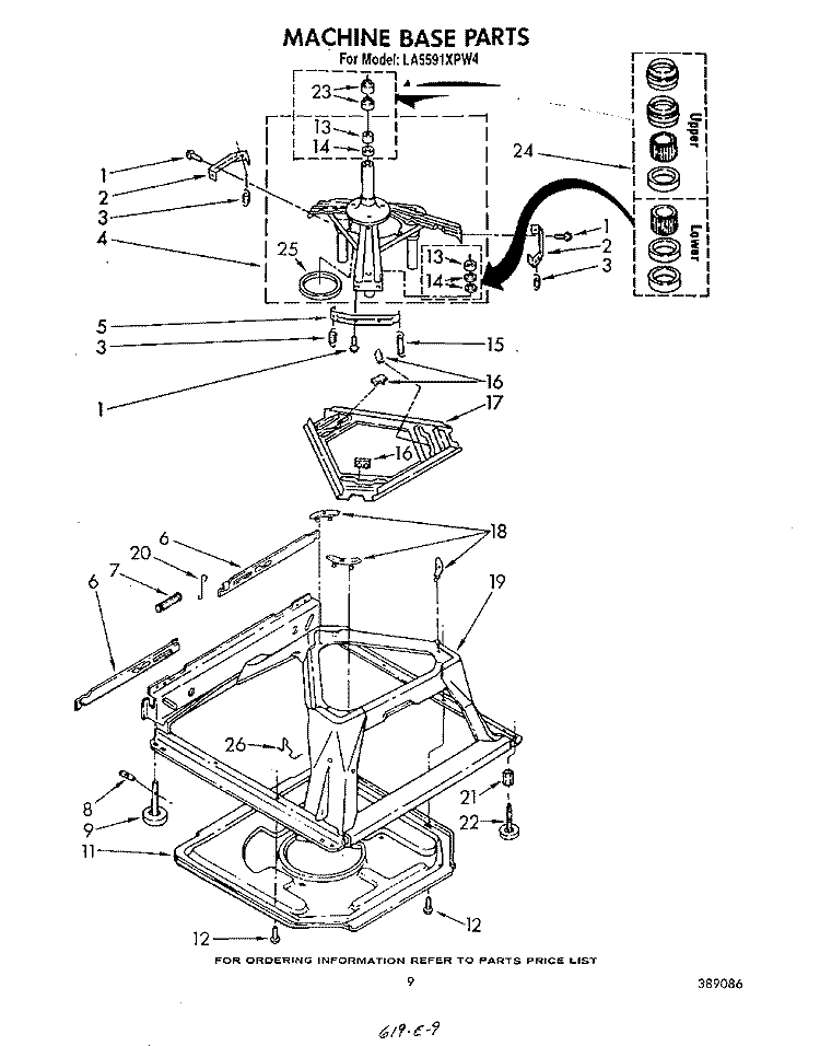 MACHINE BASE Diagram and Parts List for LA5591XPW4  Whirlpool Washer