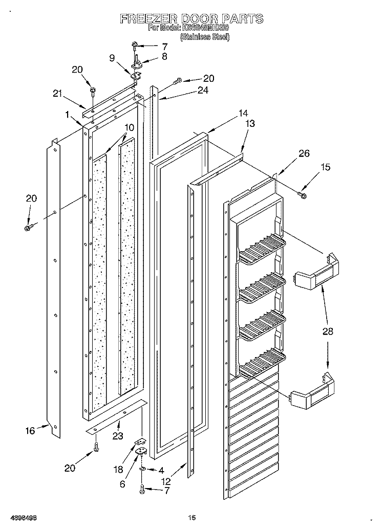 FREEZER DOOR Diagram and Parts List for KSSS48MHX00  KitchenAid Refrigerator