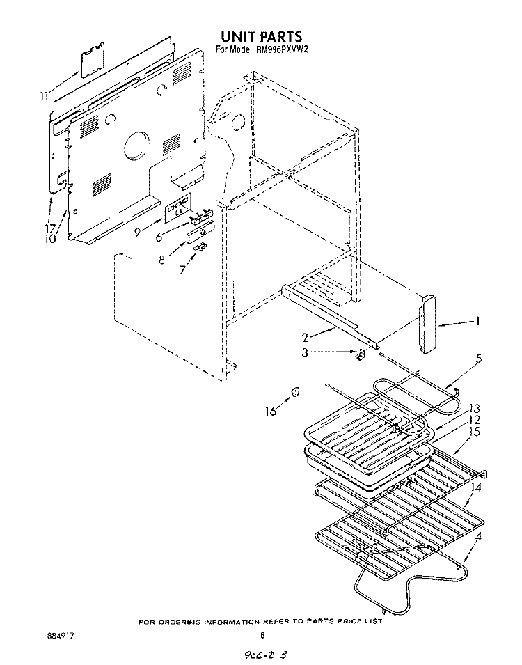 UNIT Diagram and Parts List for RM996PXVW2  Whirlpool Microwave Oven Combo