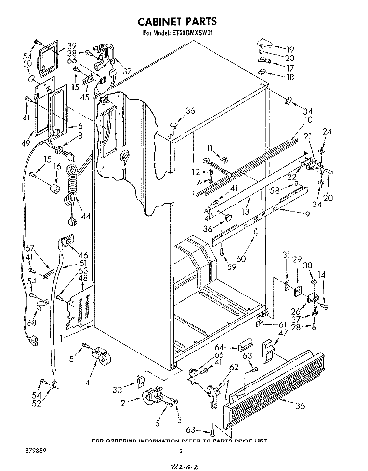 CABINET Diagram and Parts List for ET20GMXSW01  Whirlpool Refrigerator