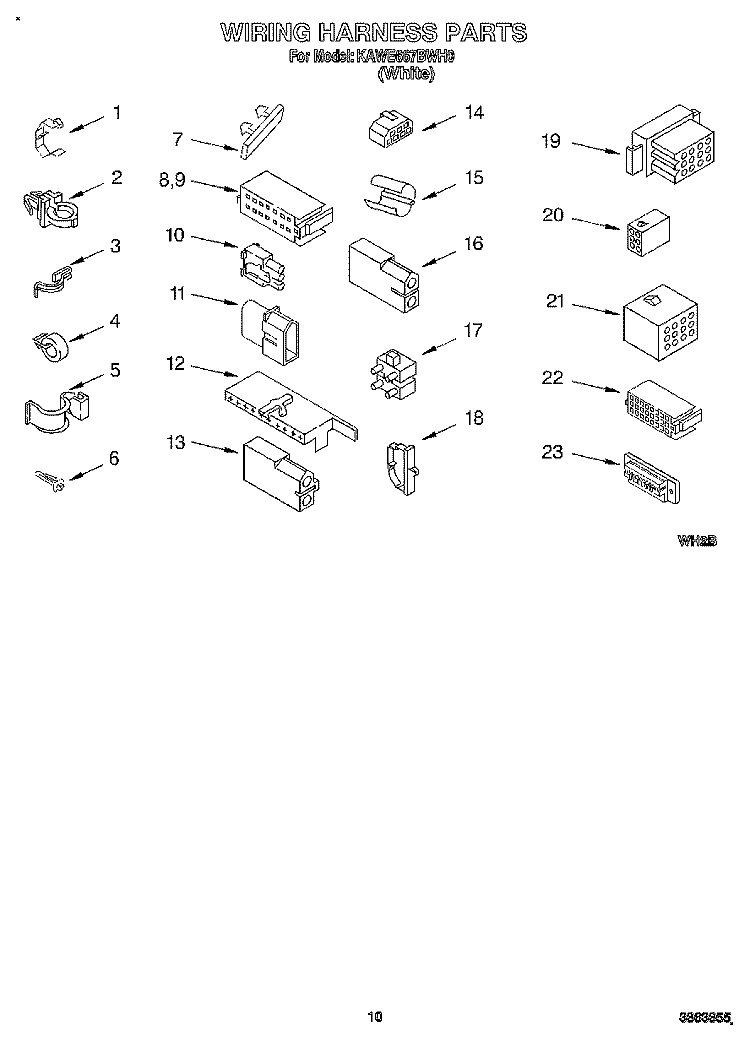 WIRING HARNESS Diagram and Parts List for KAWE667BWH0  KitchenAid Washer