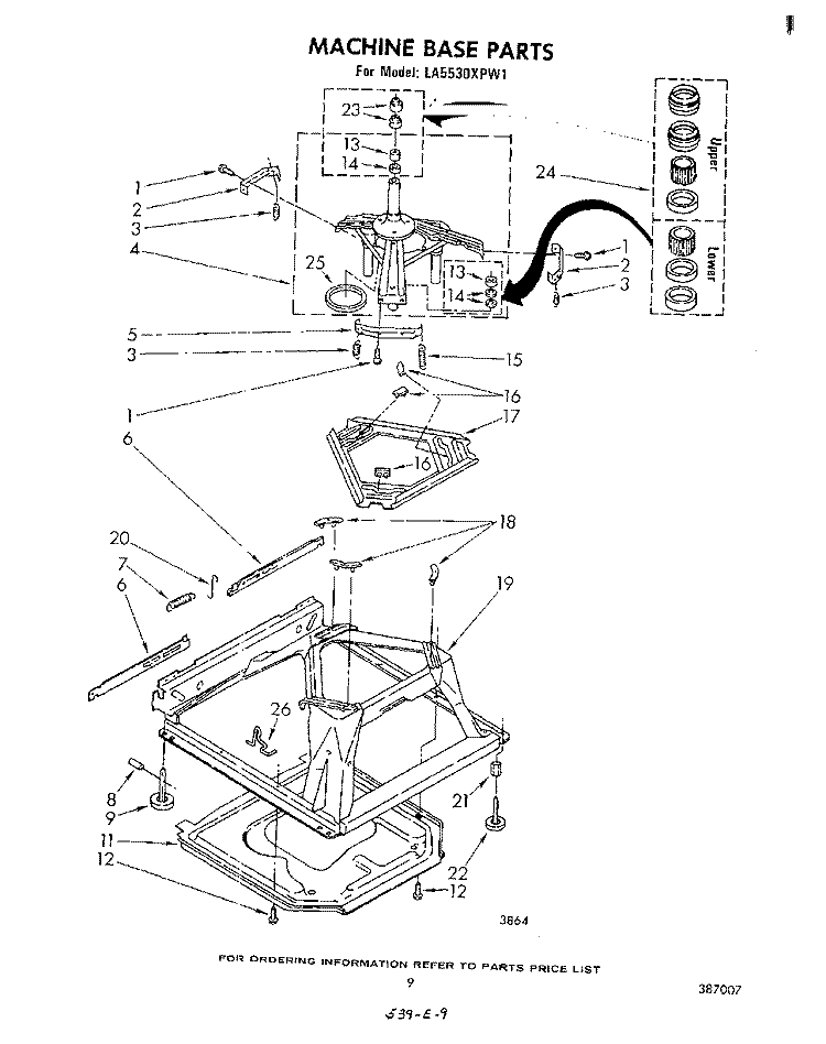 MACHINE BASE Diagram and Parts List for LA5530XPW1  Whirlpool Washer