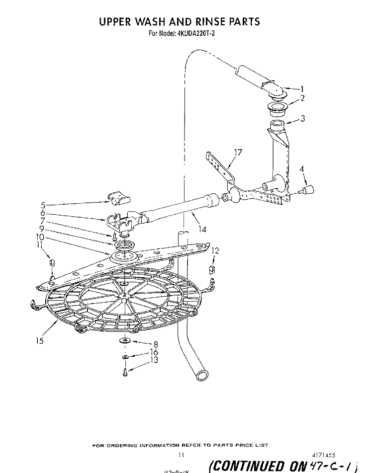 UPPER WASH AND RINSE Diagram and Parts List for 4KUDA220T2  KitchenAid Dishwasher