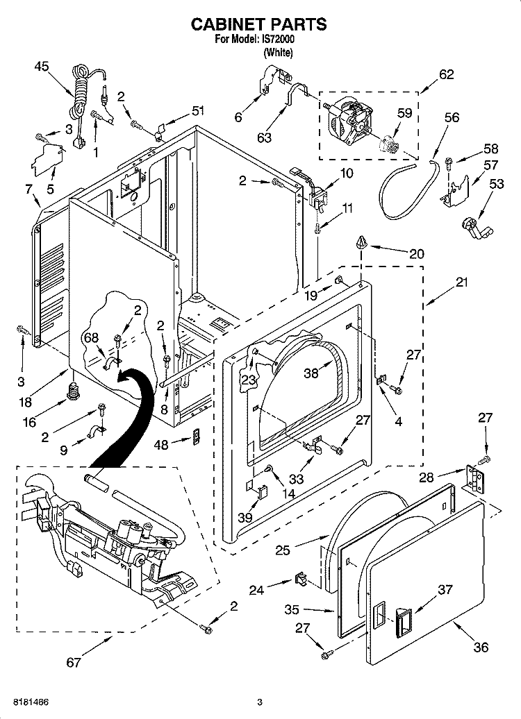 CABINET PARTS Diagram and Parts List for IS72000  Inglis Dryer