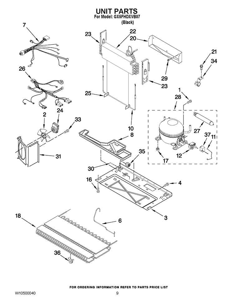 UNIT PARTS Diagram and Parts List for GX5FHDXVB07  Whirlpool Refrigerator
