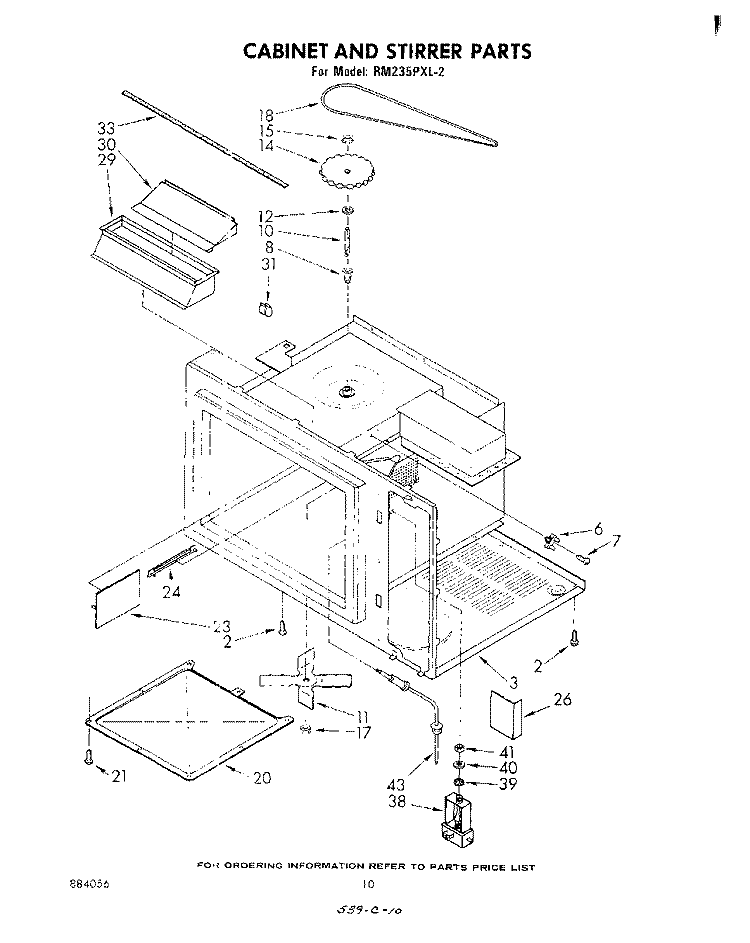 CABINET AND STIRRER Diagram and Parts List for RM235PXL2  Whirlpool Microwave Oven Combo
