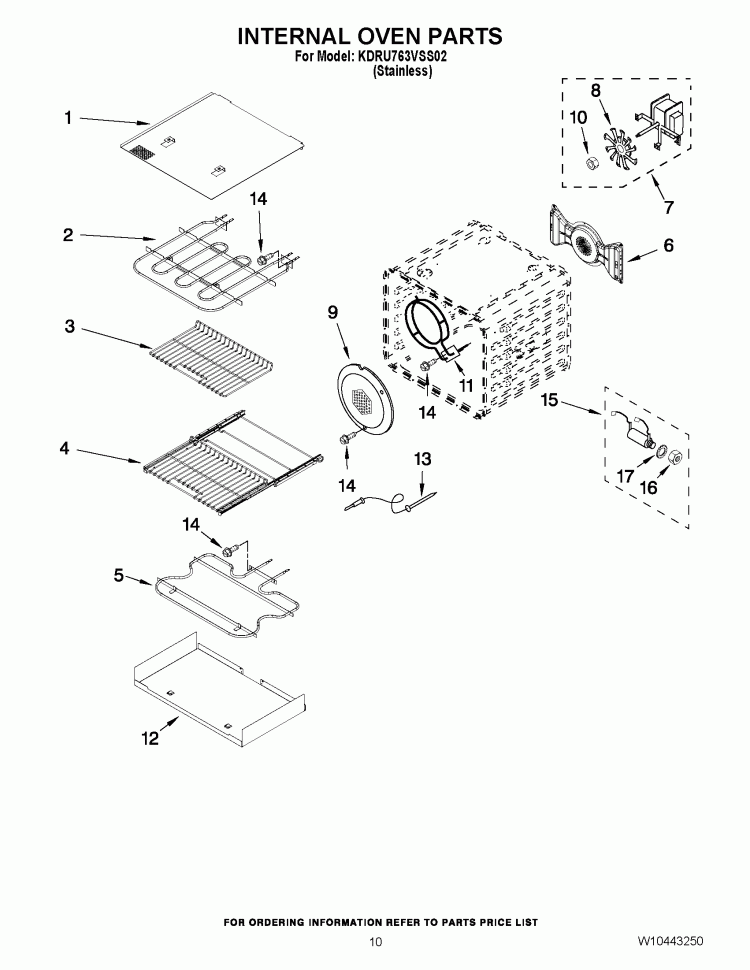 INTERNAL OVEN PARTS Diagram and Parts List for KDRU763VSS02  KitchenAid Range