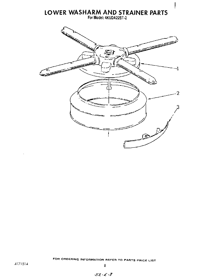LOWER WASH ARM AND STRAINER Diagram and Parts List for 4KUDA22ST2  KitchenAid Dishwasher