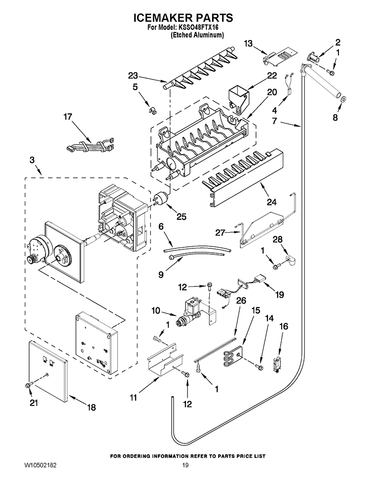 ICEMAKER PARTS Diagram and Parts List for KSSO48FTX16  KitchenAid Refrigerator