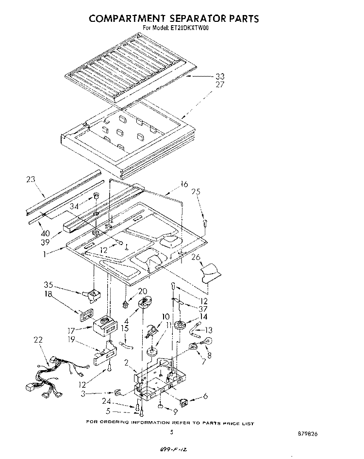 COMPARTMENT SEPARATOR Diagram and Parts List for ET20DKXTN00  Whirlpool Refrigerator