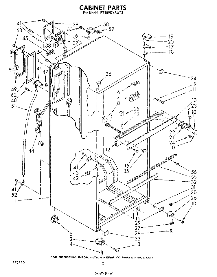 CABINET Diagram and Parts List for ET18VKXSW03  Whirlpool Refrigerator