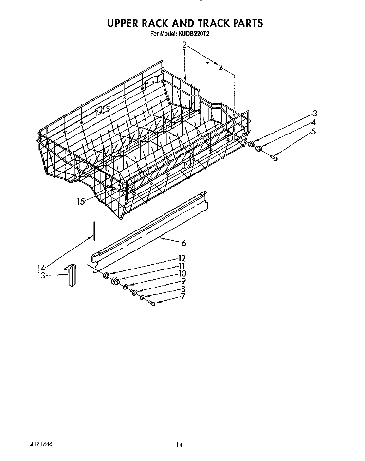 UPPER RACK AND TRACK Diagram and Parts List for KUDB220T2  KitchenAid Dishwasher