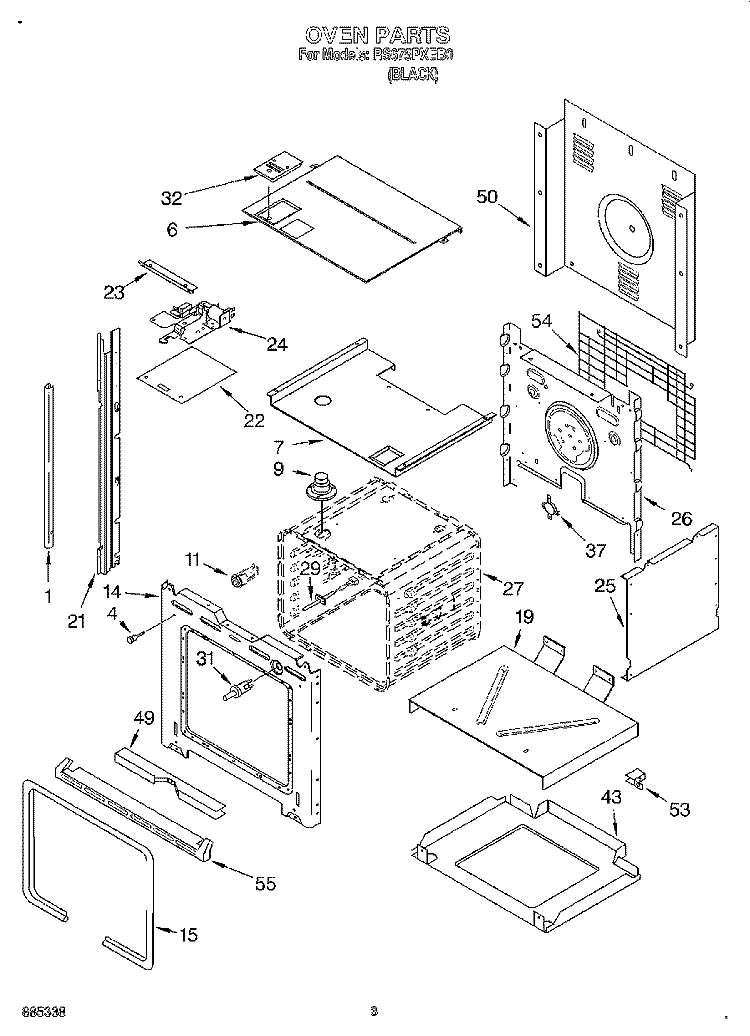 OVEN Diagram and Parts List for RS675PXEB0  Whirlpool Range