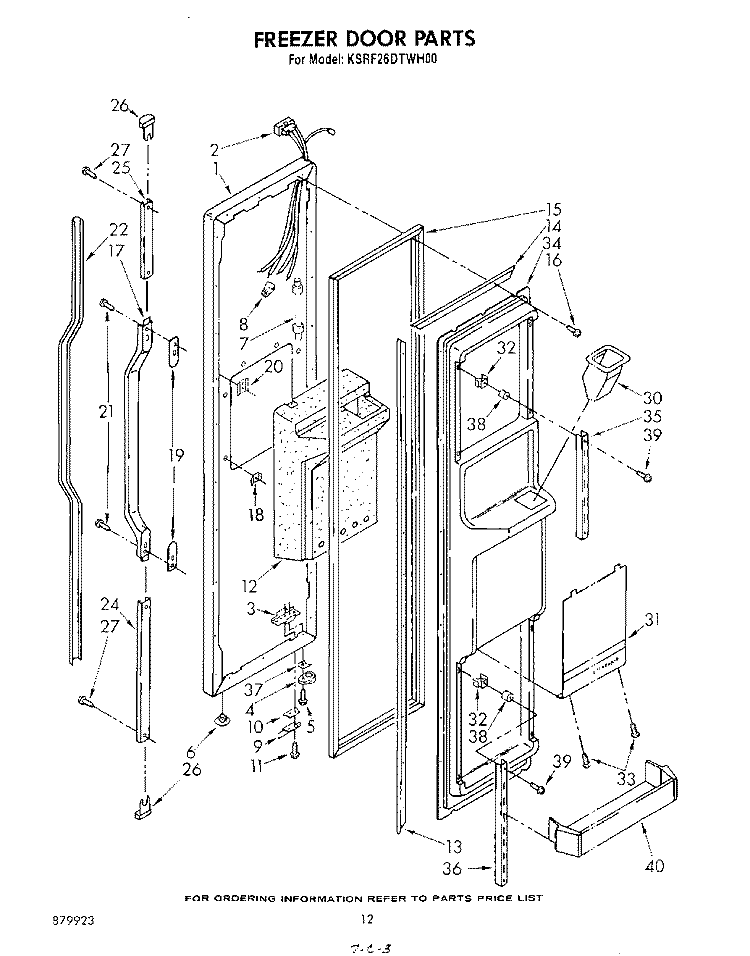 FREEZER DOOR Diagram and Parts List for KSRF26DTAL00  KitchenAid Refrigerator