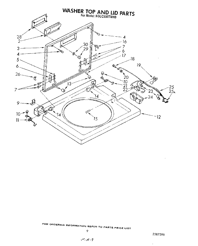 WASHER TOP AND LID Diagram and Parts List for KGLC500THT0  KitchenAid Washer Dryer Combo