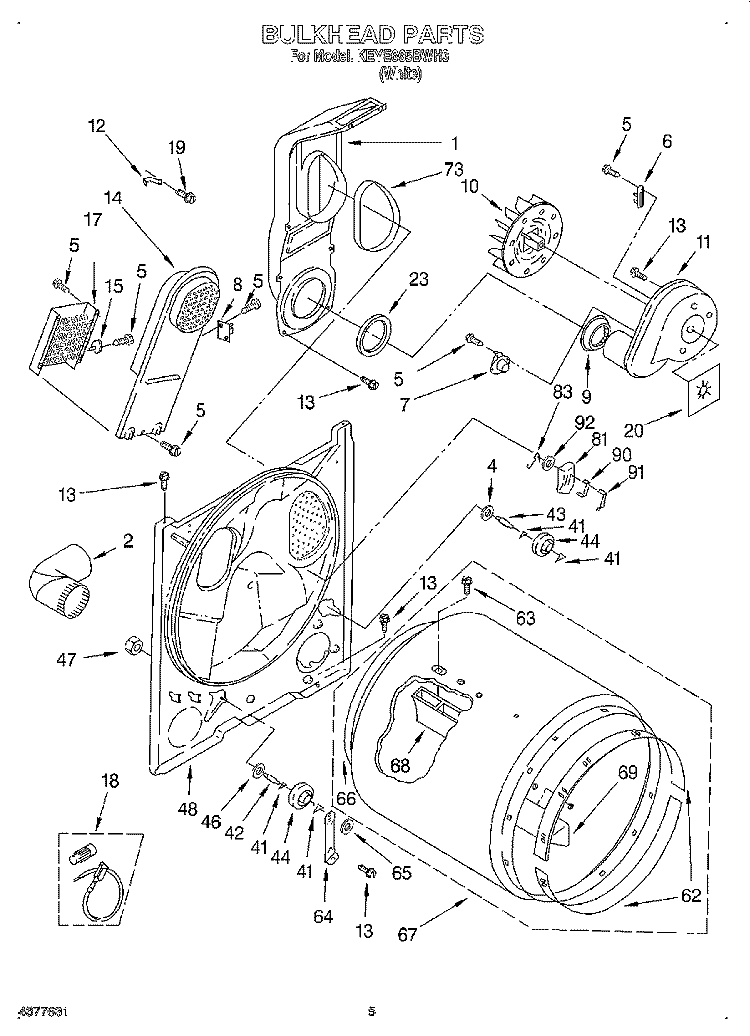SECTION Diagram and Parts List for KEYE665BWH3  KitchenAid Dryer