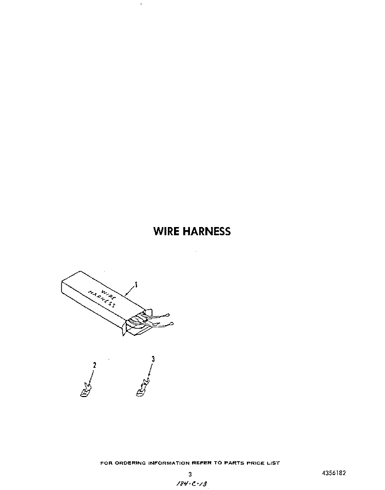 WIRE HARNESS Diagram and Parts List for C3408B1  Roper Range