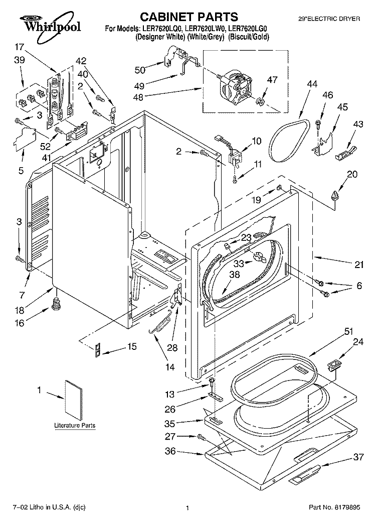 SECTION Diagram and Parts List for LER7620LW0  Whirlpool Dryer