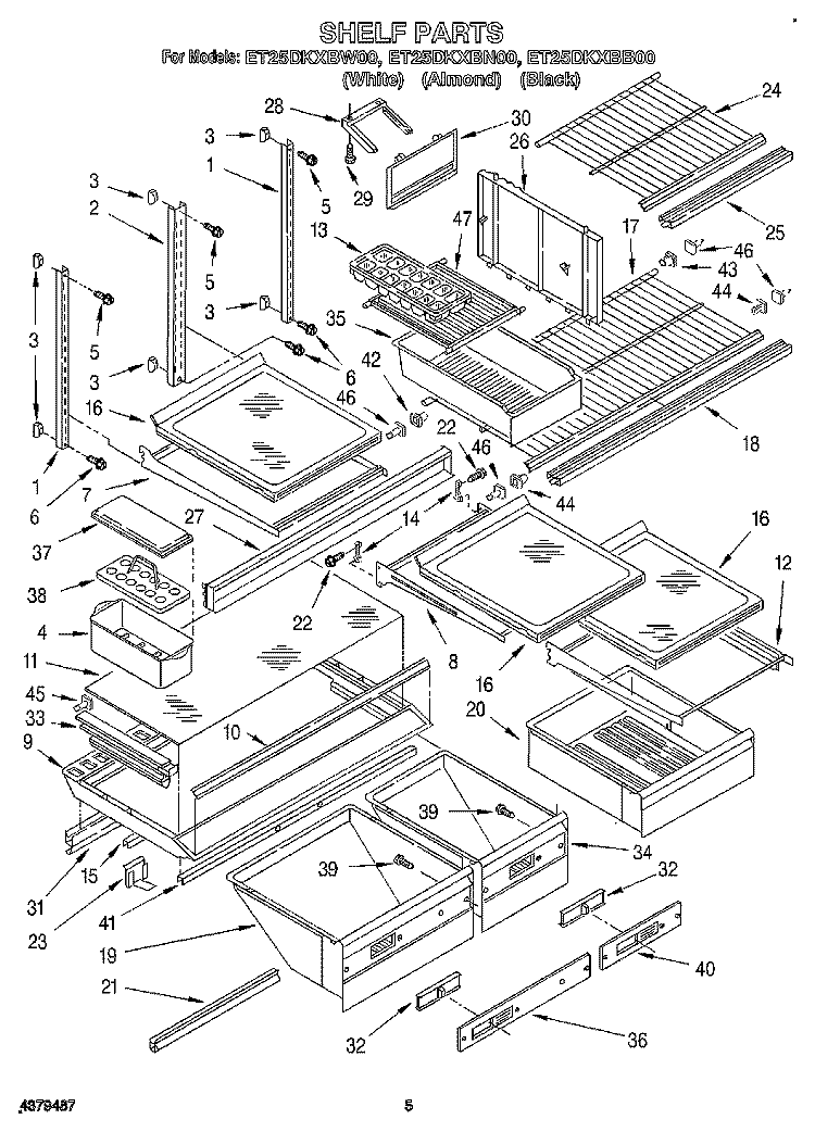 SHELF, LIT/OPTIONAL Diagram and Parts List for ET25DKXBB00  Whirlpool Refrigerator