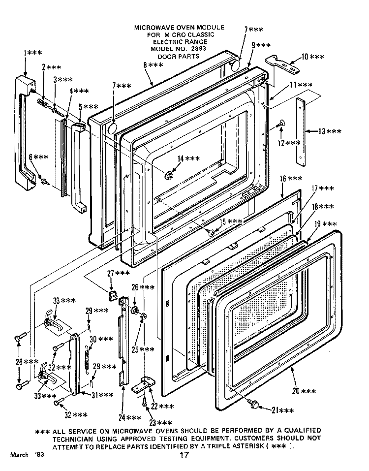 OVEN MODULES Diagram and Parts List for 2893W0A  Roper Range