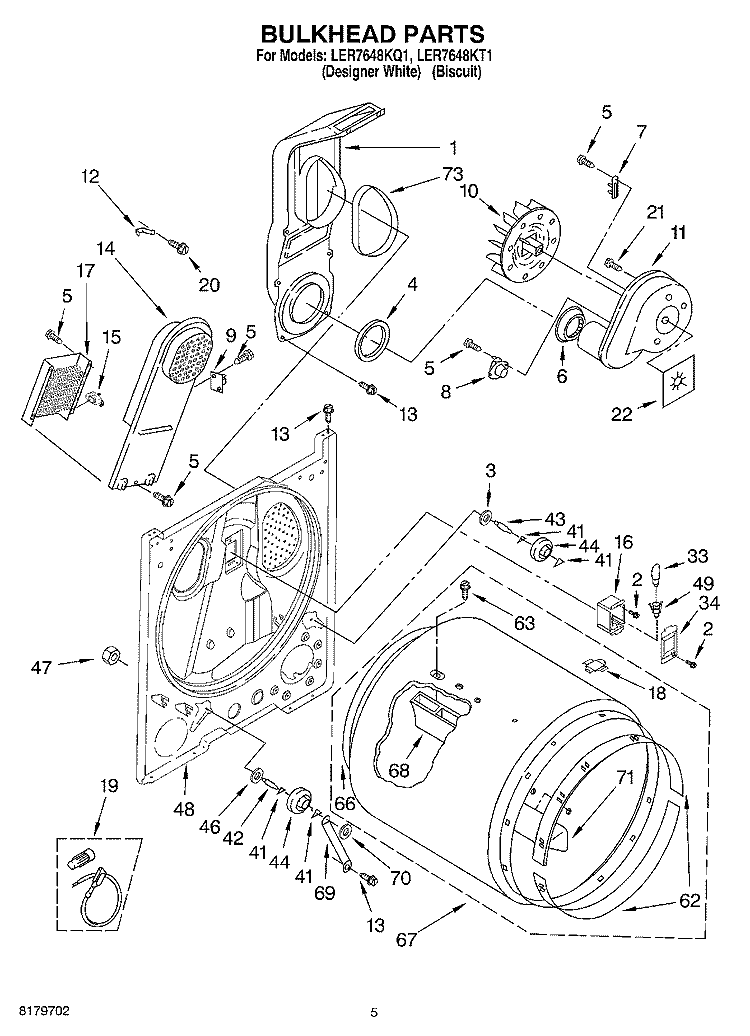 SECTION Diagram and Parts List for LER7648KT1  Whirlpool Dryer