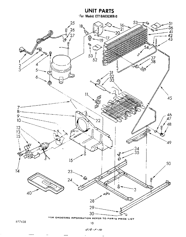 UNIT , NOT ILLUSTRATED AND OPTIONAL Diagram and Parts List for ET18AKXLWR0  Whirlpool Refrigerator