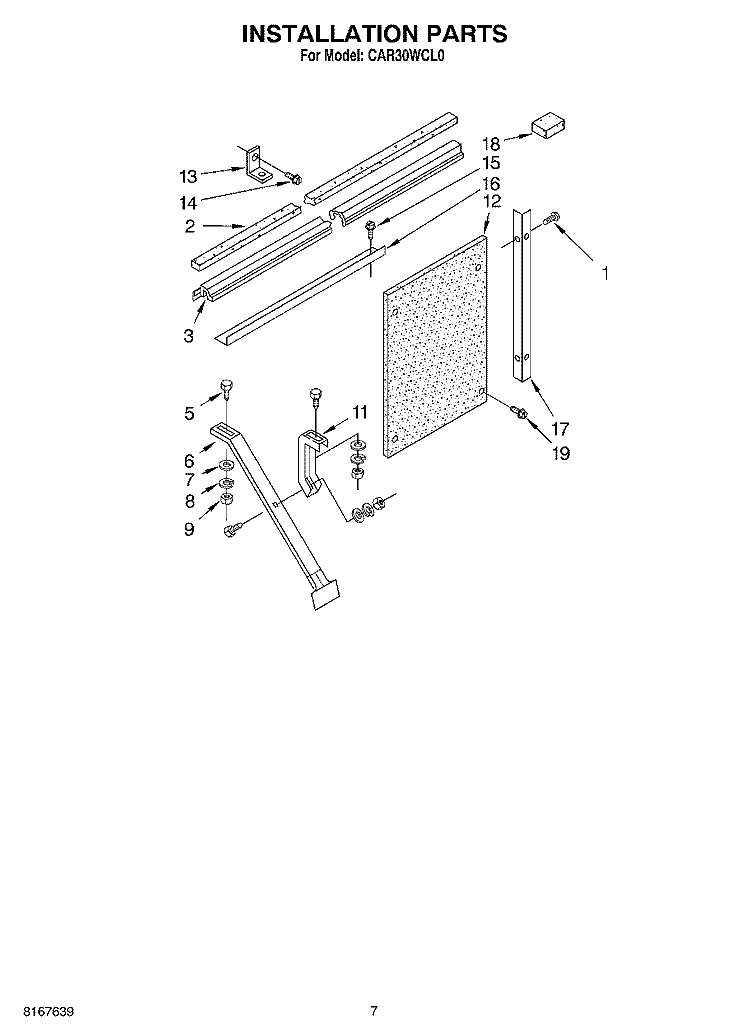 INSTALLATION Diagram and Parts List for CAR30WCL0  Crosley Air Conditioner