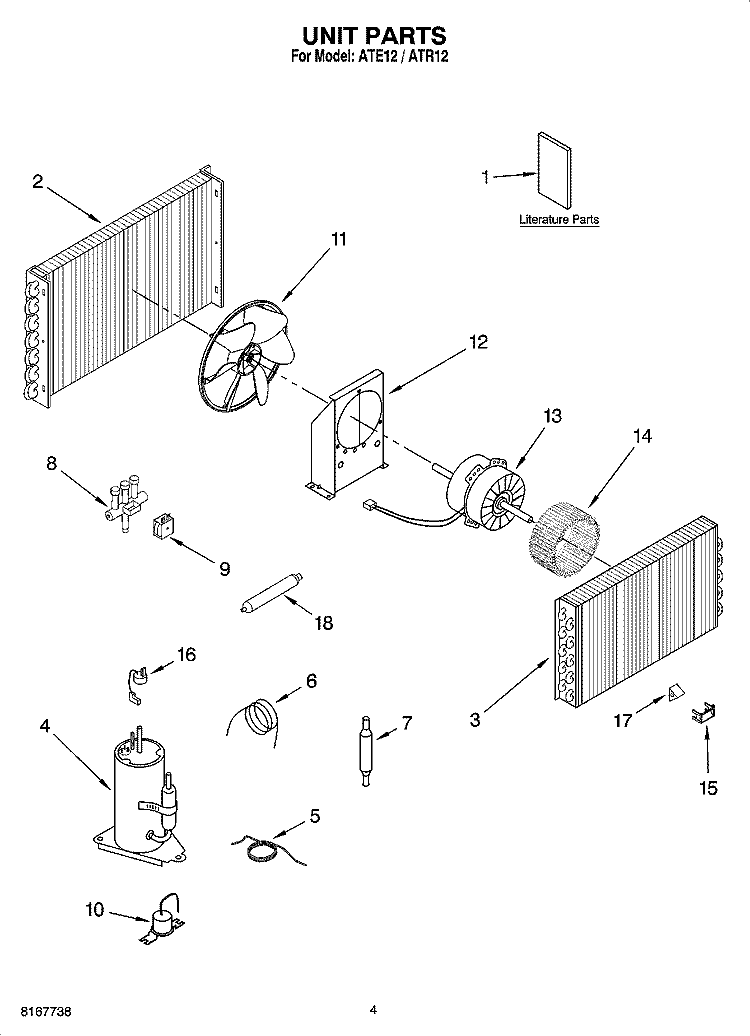 UNIT PARTS Diagram and Parts List for ATE1245SPP0  Whirlpool Air Conditioner