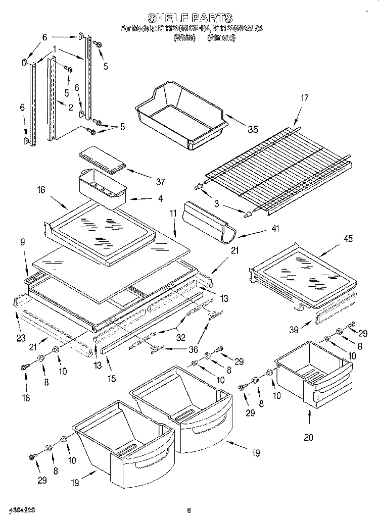 SHELF Diagram and Parts List for KTRP20MDWH04  Whirlpool Refrigerator