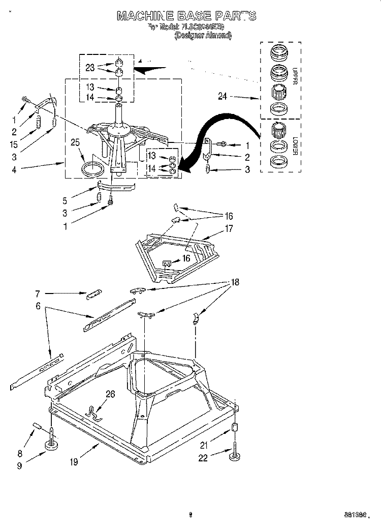 MACHINE BASE Diagram and Parts List for 7LSC8244EZ0  Whirlpool Washer