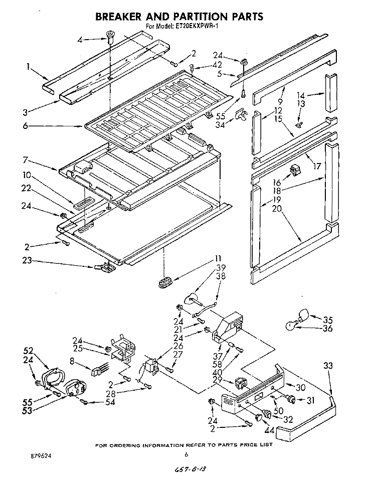 BREAKER AND PARTITION Diagram and Parts List for ET20EKXPWR1  Whirlpool Refrigerator