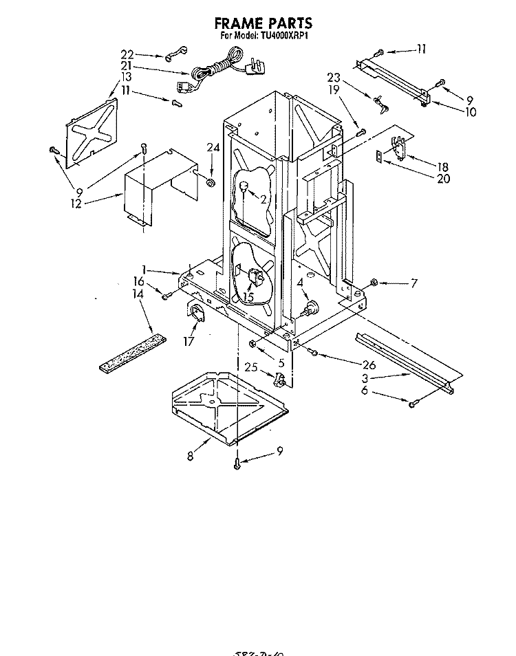 FRAME Diagram and Parts List for TU4000XRP1  Whirlpool Trash Compactor