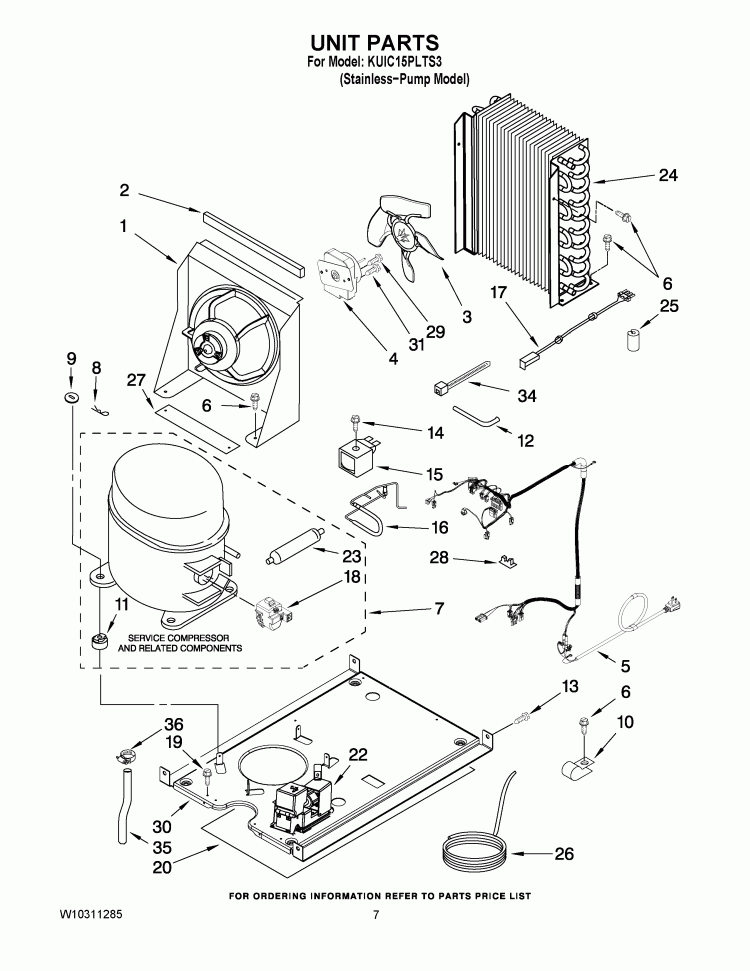 UNIT PARTS Diagram and Parts List for KUIC15PLTS3  KitchenAid Ice Maker