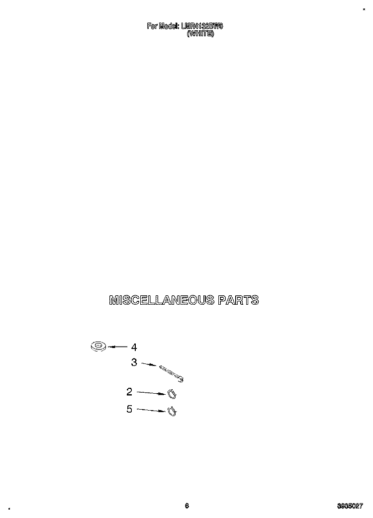 MISCELLANEOUS Diagram and Parts List for LMR4132BW0  Whirlpool Washer