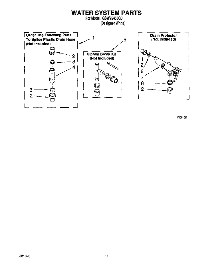 WATER SYSTEM Diagram and Parts List for GSW9545JQ0  Whirlpool Washer