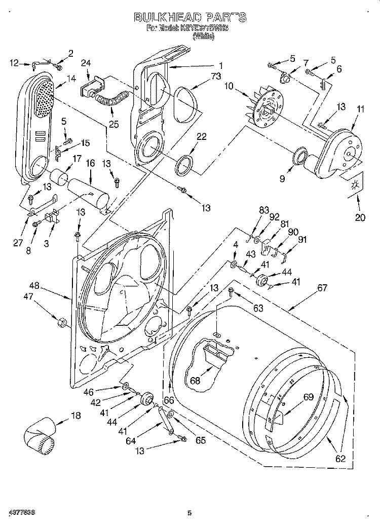 BULKHEAD Diagram and Parts List for KGYE677BWH3  KitchenAid Dryer