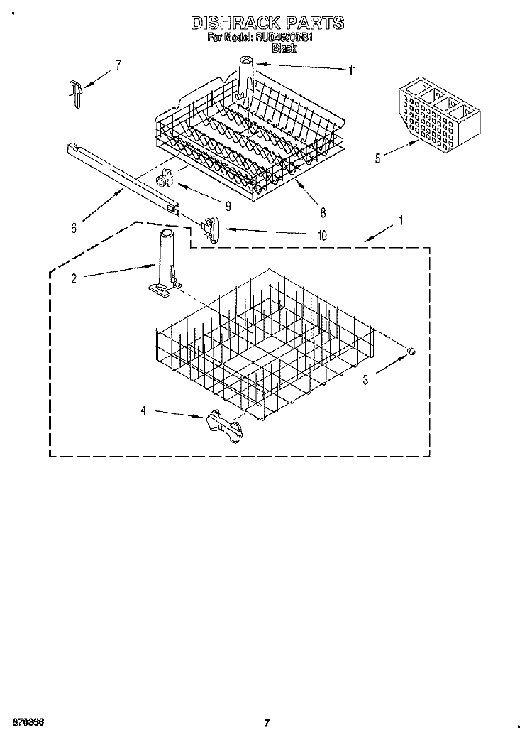 DISHRACK Diagram and Parts List for RUD4500DB1  Roper Dishwasher