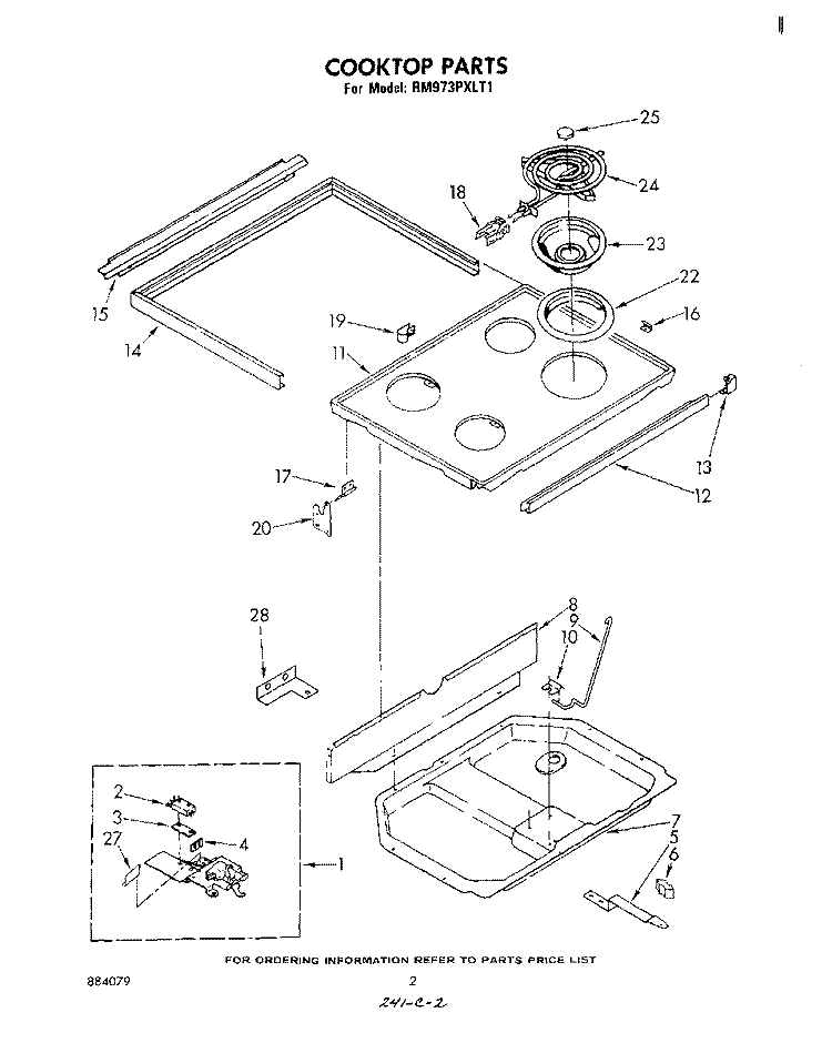 COOKTOP Diagram and Parts List for RM973PXLT1  Whirlpool Microwave Oven Combo
